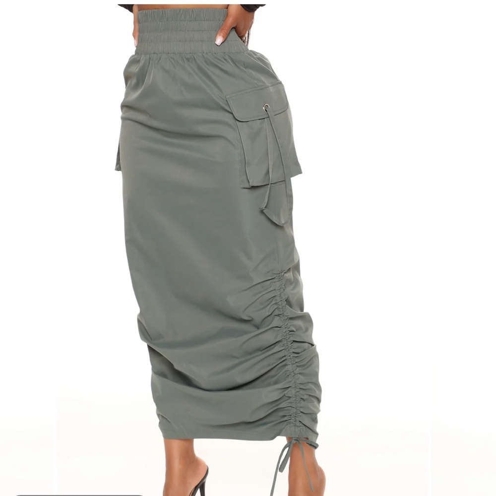 Fashion Nova Olive Maxi Skirt